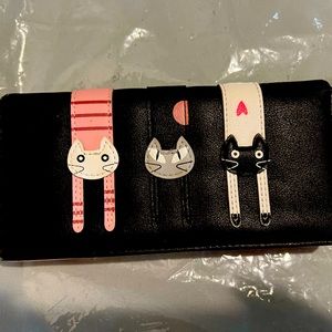 Cute Black and Pink Wallet with Cats